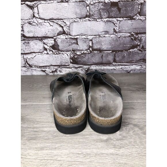 Mephisto Pewter Textured Leather Flip Flops Flower Sandals Women's Sz 38EU/7.5M - Picture 5 of 14